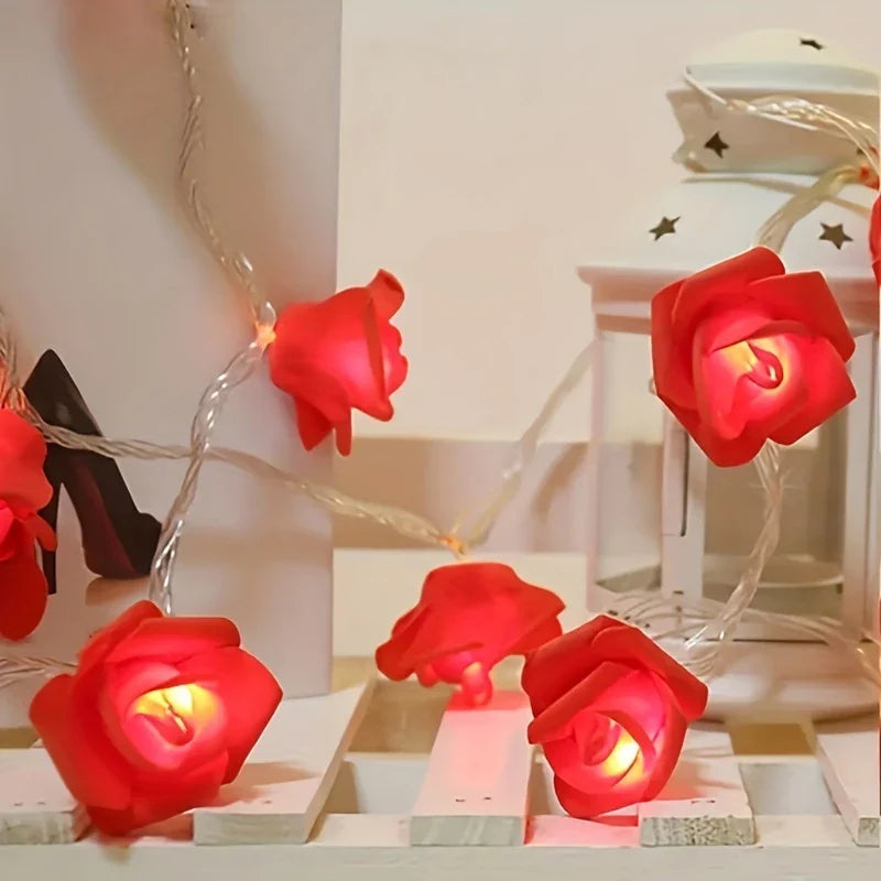 Led Rose Fairy Lights with Warm White Light - Romantic Decoration for Interiors and Events