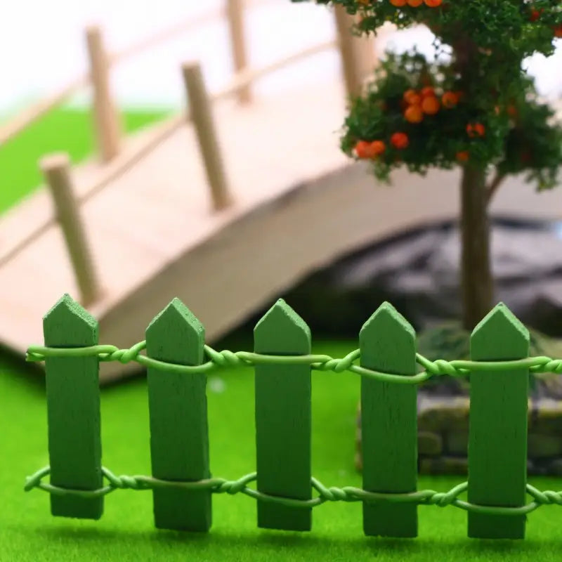 Miniature Wooden Garden Fence - Colourful Decoration for Fairy Gardens and Model Making