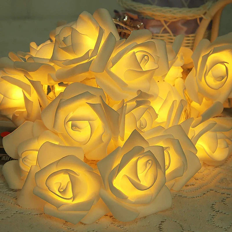 Led Rose Fairy Lights with Warm White Light - Romantic Decoration for Interiors and Events