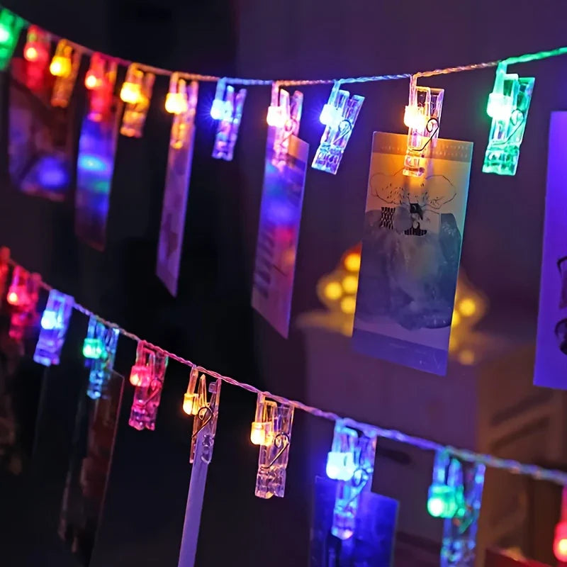 Led Photo Clip Light Chain With Battery Operation - Colour - Changing Lights For Decoration And Photo Presentation