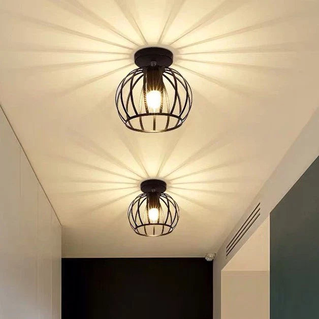 Modern Loft - Style Ceiling Lamp With Open Cage Design