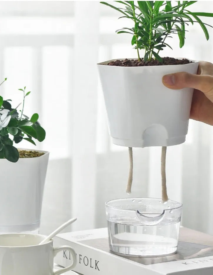 Plant Pot with Water Reservoir - Self - Watering Flower Pot for Houseplants