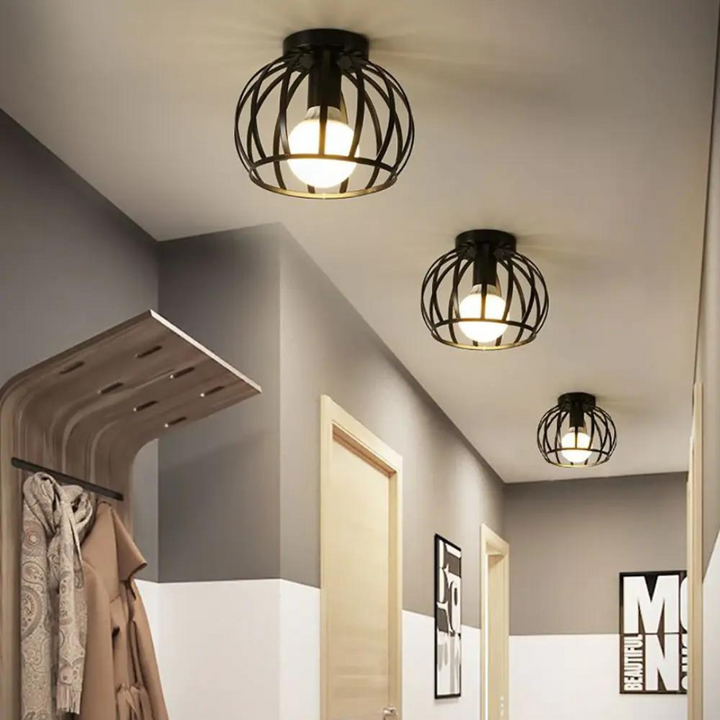 Modern Loft - Style Ceiling Lamp With Open Cage Design