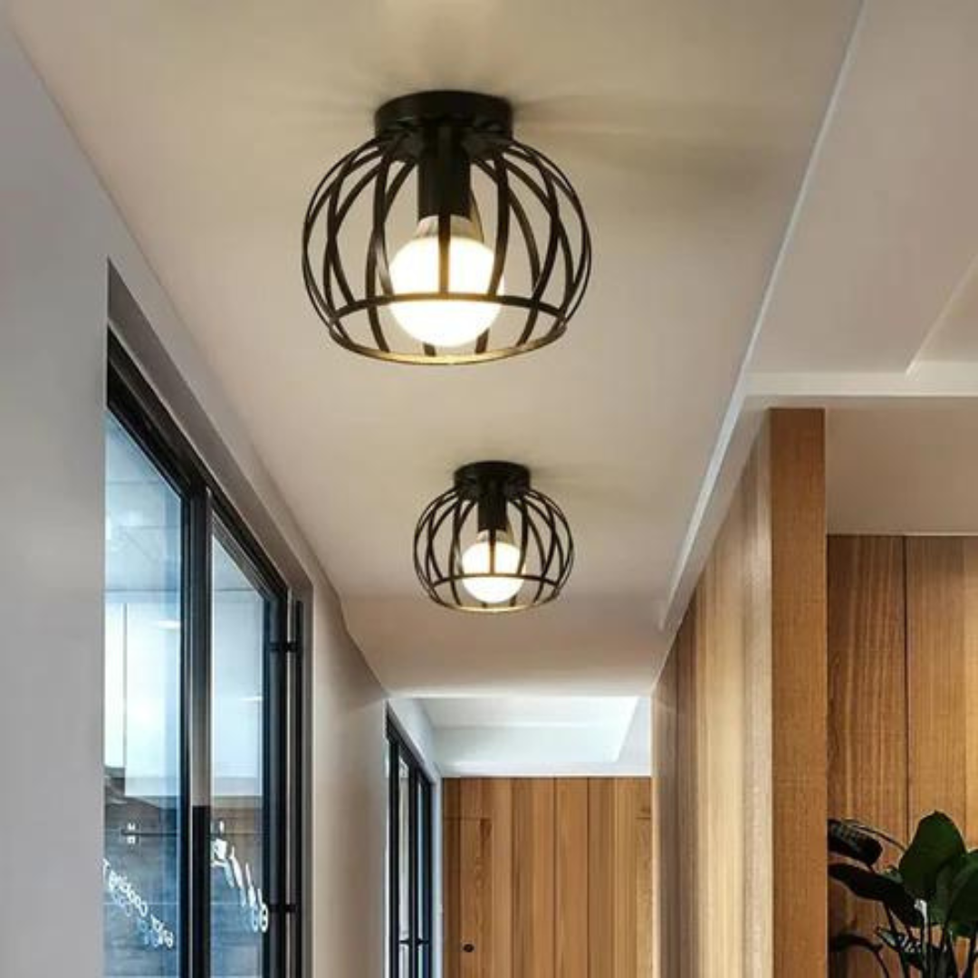 Modern Loft - Style Ceiling Lamp With Open Cage Design