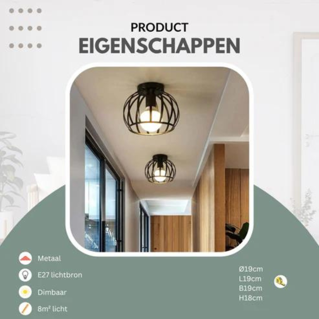 Modern Loft - Style Ceiling Lamp With Open Cage Design