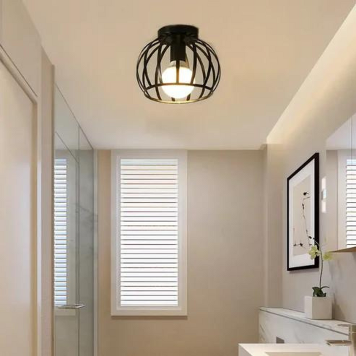 Modern Loft - Style Ceiling Lamp With Open Cage Design