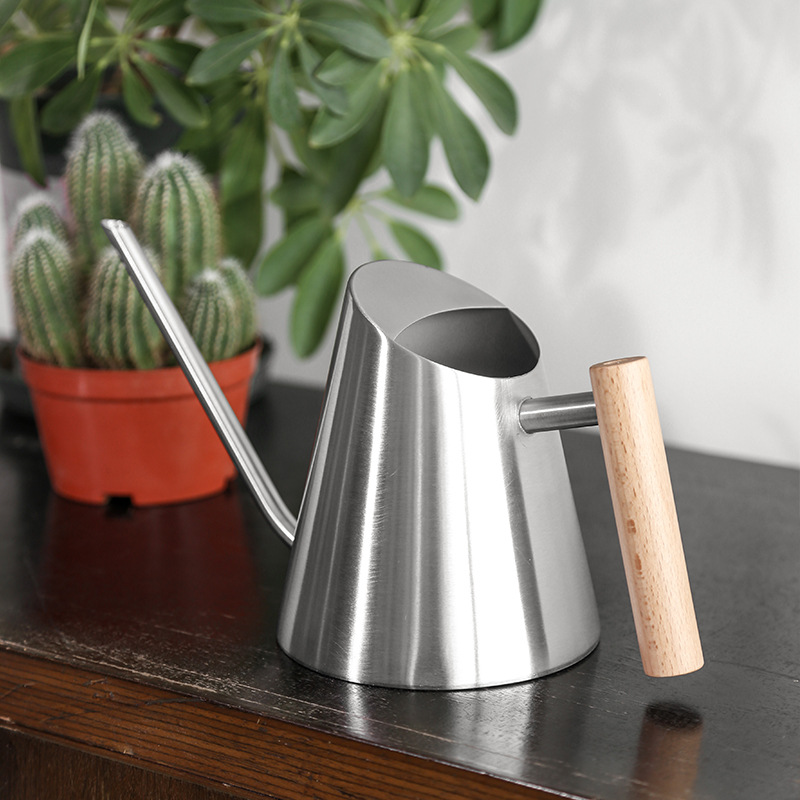 Modern Watering Can with Wooden Handle - Stylish Watering Can for Plants in the Garden