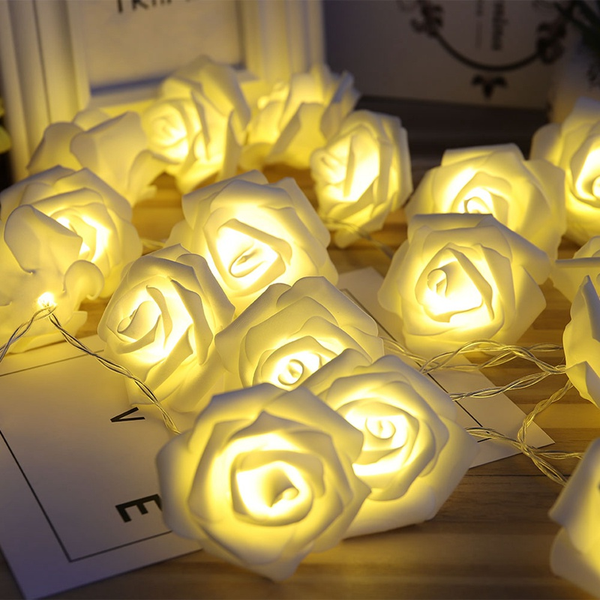 Led Rose Fairy Lights with Warm White Light - Romantic Decoration for Interiors and Events