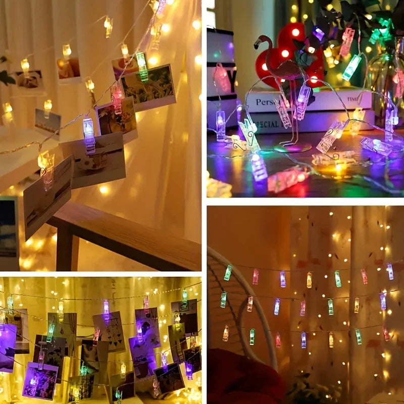 Led Photo Clip Light Chain With Battery Operation - Colour - Changing Lights For Decoration And Photo Presentation