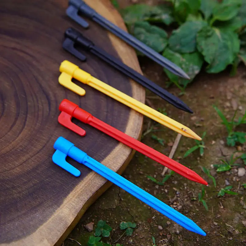 Plastic Tent Pegs with Hooks - Camping Pegs for Tarpaulins and Tarp