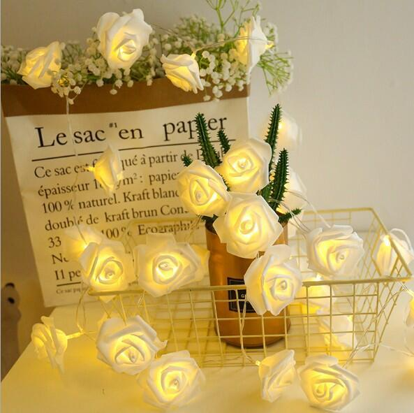 Led Rose Fairy Lights with Warm White Light - Romantic Decoration for Interiors and Events