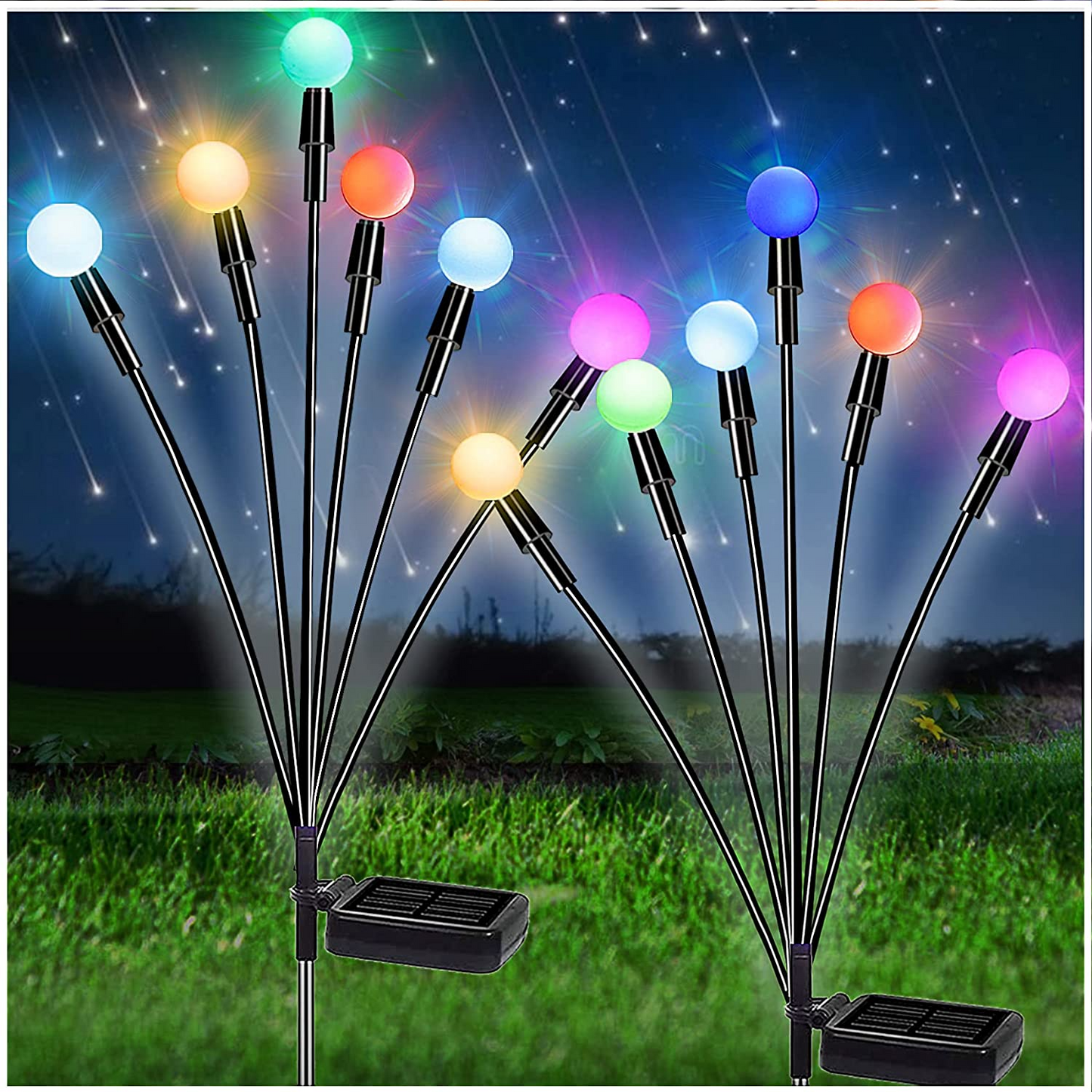 Led Solar Garden Light With Flexible Light Spheres - Waterproof Decorative Light For Flower Beds And Paths
