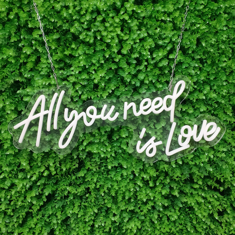 Neon Lettering ' All You Need Is Love ' - Decorative Led Wall Lighting For Indoor Use