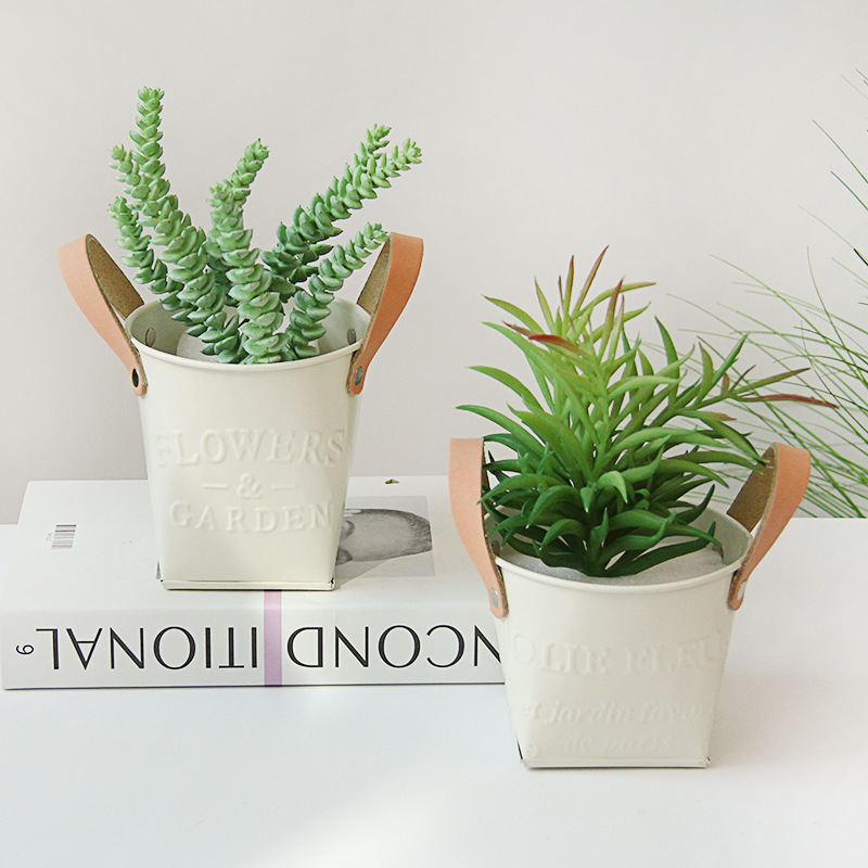 Decorative Plant Pots with Leather Handles - Flower Pots for the Home and Garden