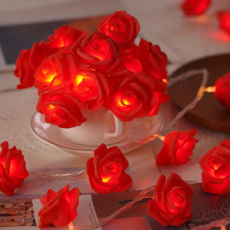 Led Rose Fairy Lights with Warm White Light - Romantic Decoration for Interiors and Events
