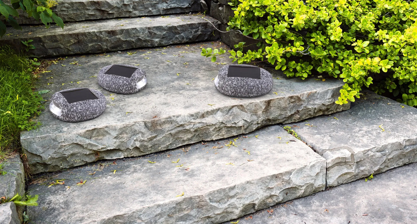 Solar Led Stone Light For Gardens And Paths - Weatherproof Path Lighting In Natural Stone Design