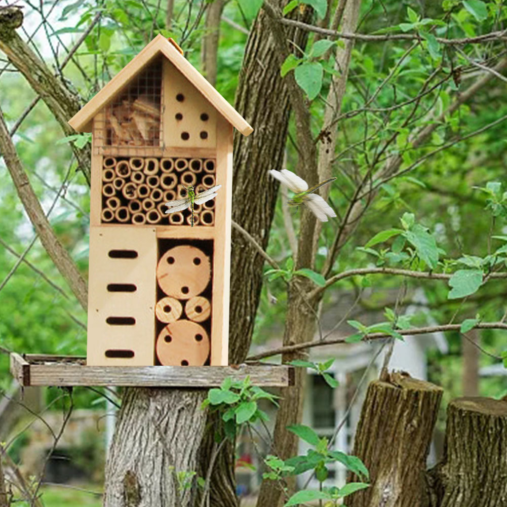 Wooden Insect House - Bee and Insect - Friendly Habitat for the Garden and Patio