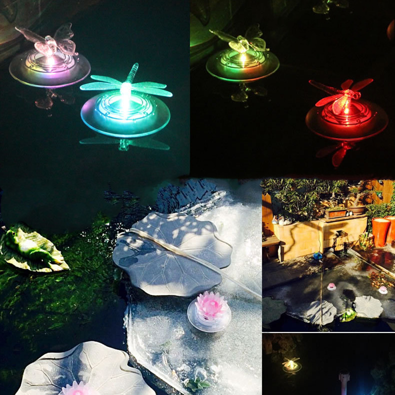 Solar - Powered Pond Decoration Butterfly and Dragonfly - Colour - Changing Led Lights for Garden and Pond