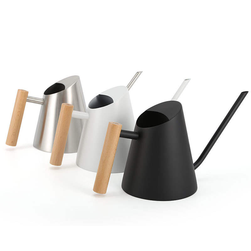 Modern Watering Can with Wooden Handle - Stylish Watering Can for Plants in the Garden