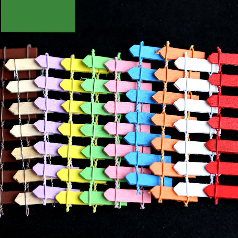 Miniature Wooden Garden Fence - Colourful Decoration for Fairy Gardens and Model Making
