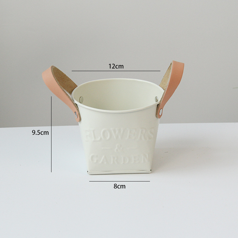 Decorative Plant Pots with Leather Handles - Flower Pots for the Home and Garden