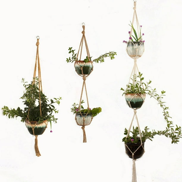Macramé Plant Hanger Made From Cotton Rope - Stylish Suspension for Pots