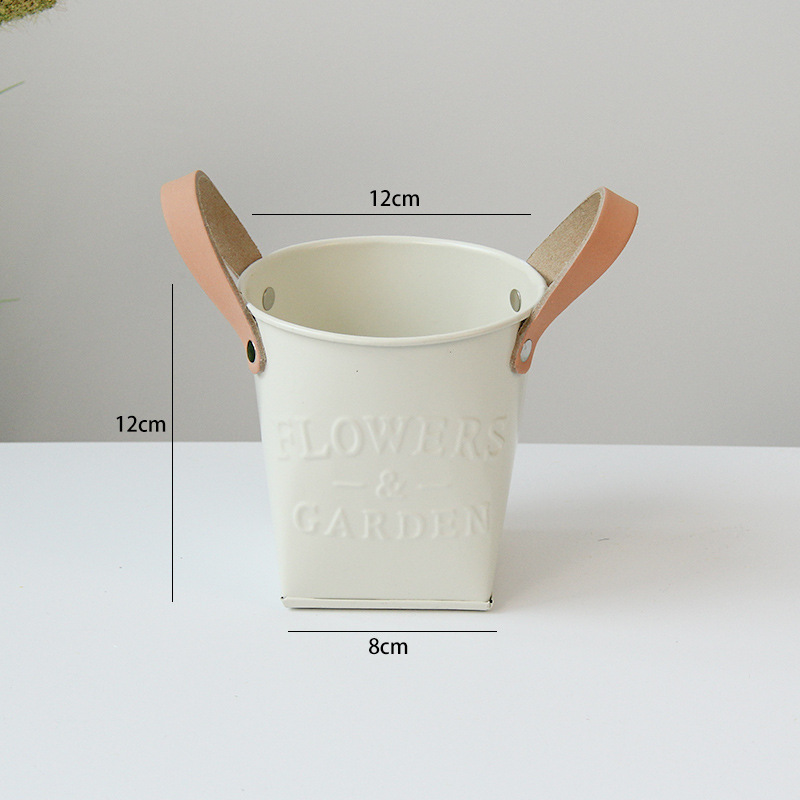 Decorative Plant Pots with Leather Handles - Flower Pots for the Home and Garden