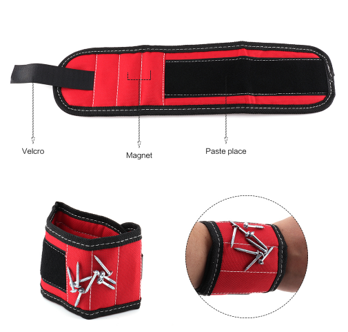 Magnetic Tool Holder Wristband for Screws and Nails
