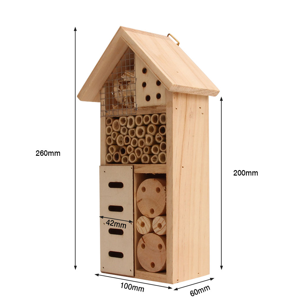 Wooden Insect House - Bee and Insect - Friendly Habitat for the Garden and Patio