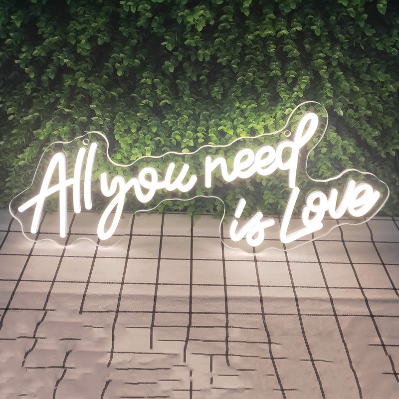 Neon Lettering ' All You Need Is Love ' - Decorative Led Wall Lighting For Indoor Use