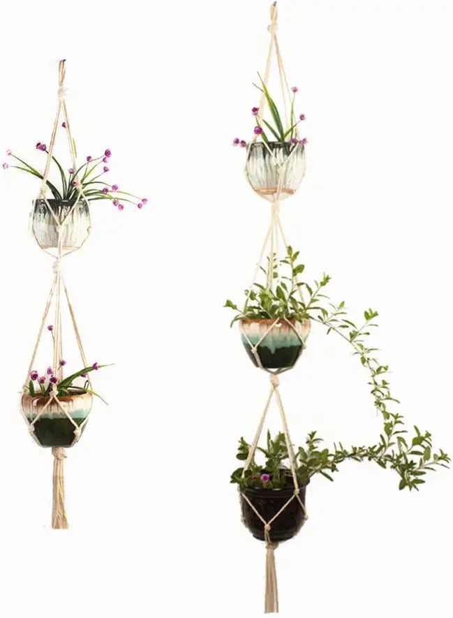 Macramé Plant Hanger Made From Cotton Rope - Stylish Suspension for Pots