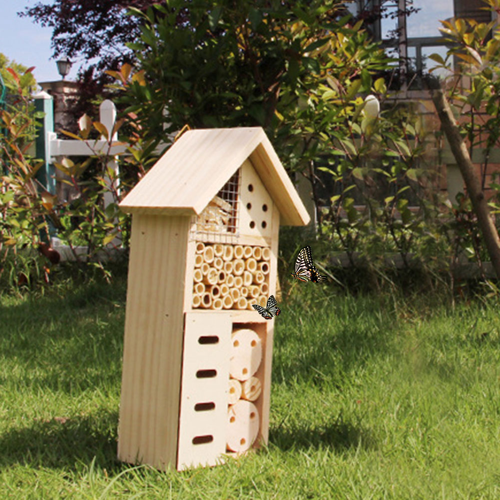 Wooden Insect House - Bee and Insect - Friendly Habitat for the Garden and Patio