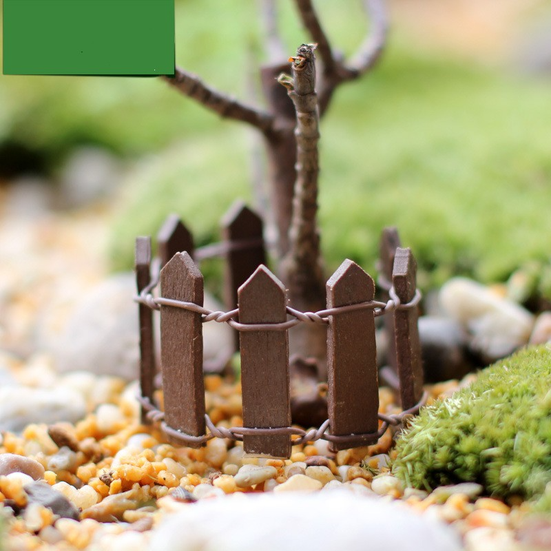 Miniature Wooden Garden Fence - Colourful Decoration for Fairy Gardens and Model Making