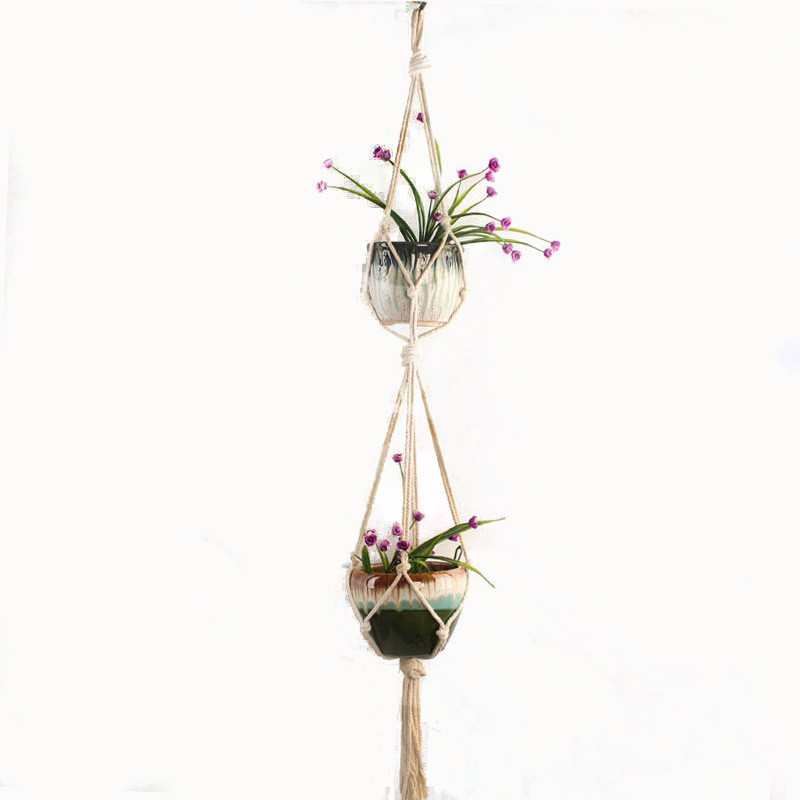 Macramé Plant Hanger Made From Cotton Rope - Stylish Suspension for Pots