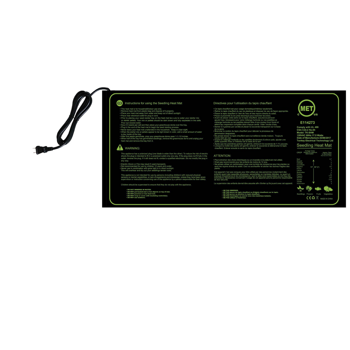 Heating Mat for Plant Seedlings - Temperature Control for Faster Germination and Growth