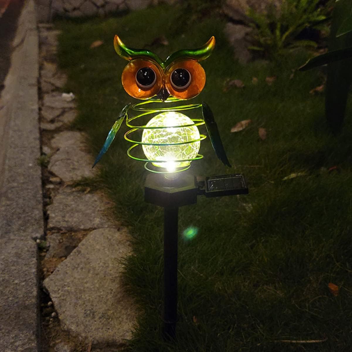 Solar Garden Light Owl With Colour Change - Decorative Led Outdoor Lighting For Garden And Yard