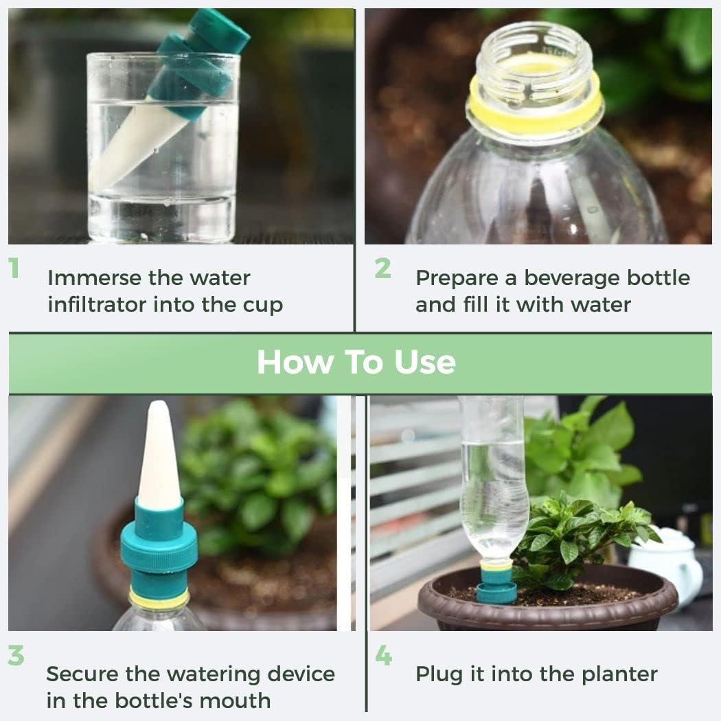 Self - Watering Tips for Plants - Automatic Drip Tips for Bottles