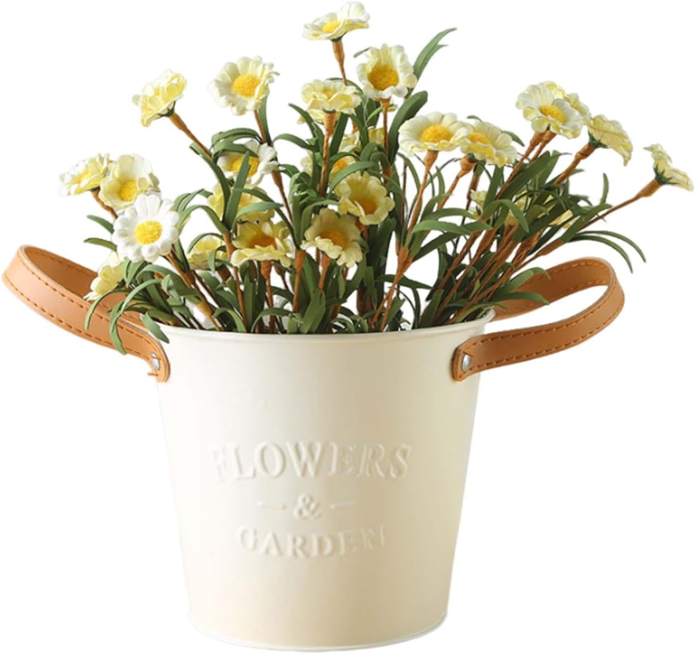 Decorative Plant Pots with Leather Handles - Flower Pots for the Home and Garden