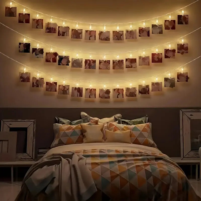 Led Photo Clip Light Chain With Battery Operation - Colour - Changing Lights For Decoration And Photo Presentation