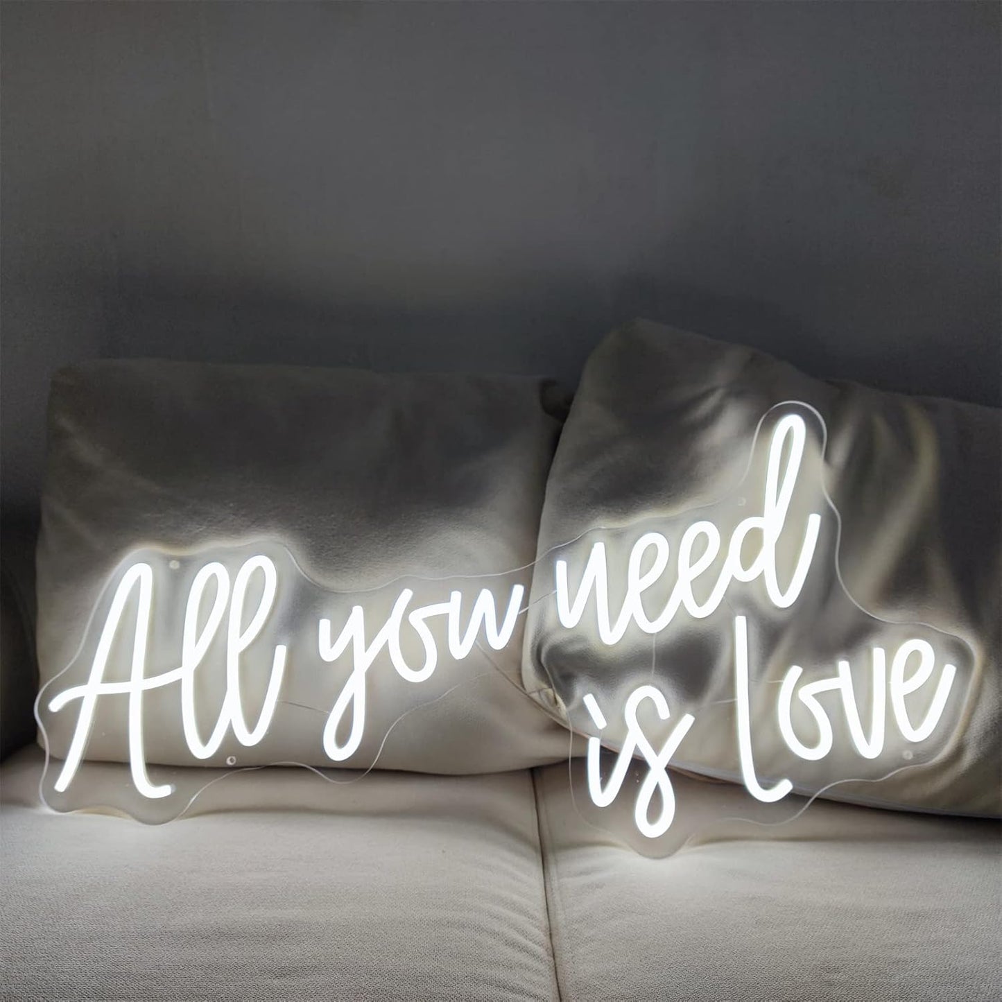 Neon Lettering ' All You Need Is Love ' - Decorative Led Wall Lighting For Indoor Use