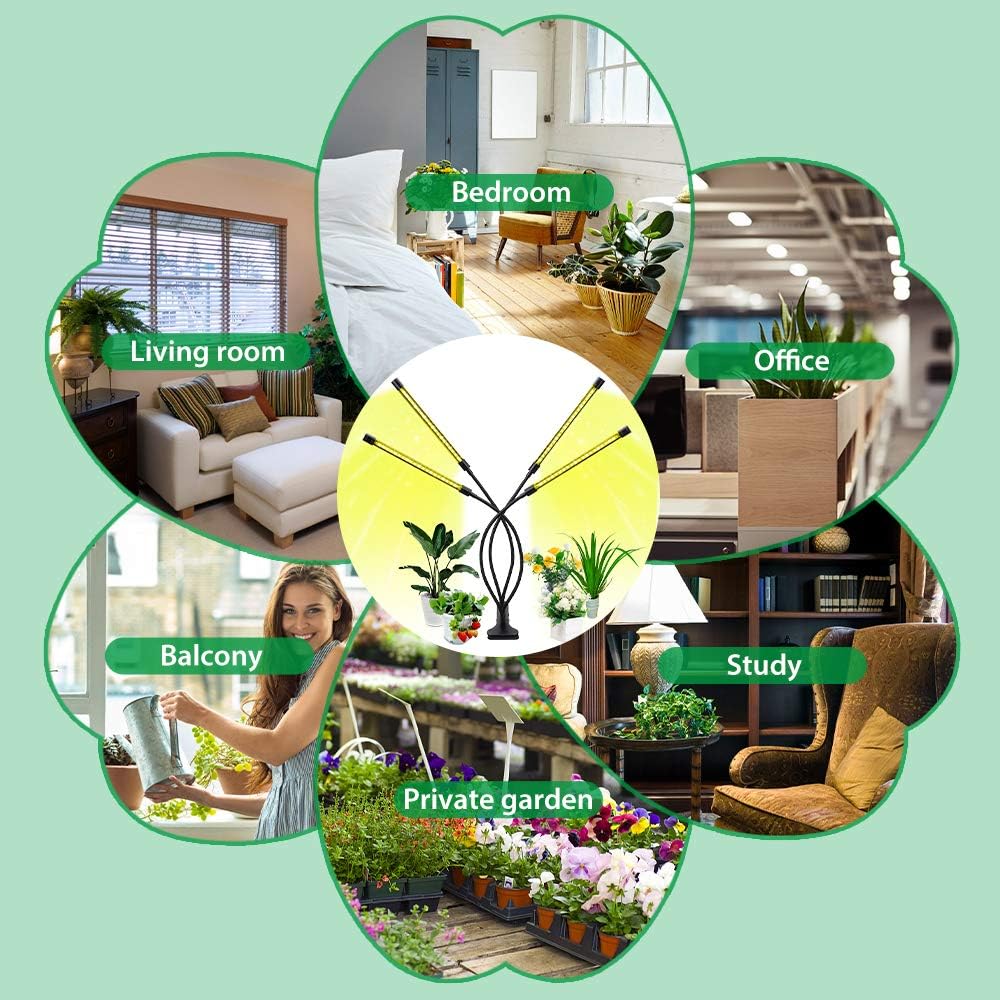 Plant Grow Light with 4 Flexible Arms and Dimming Function for Indoor Gardens