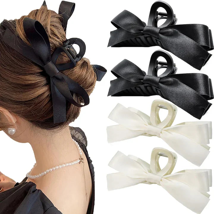 Large Hair Clips With Satin Bows