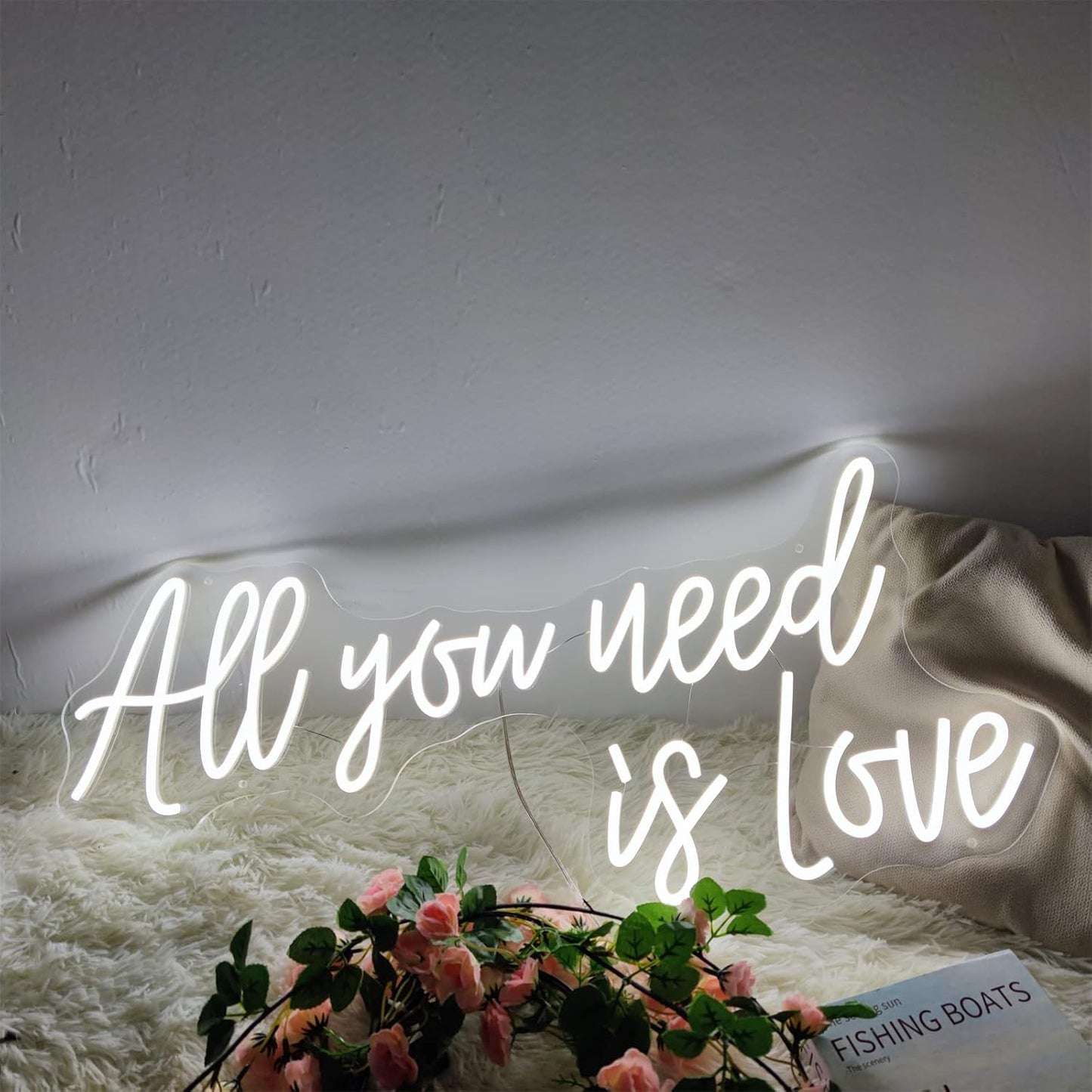 Neon Lettering ' All You Need Is Love ' - Decorative Led Wall Lighting For Indoor Use