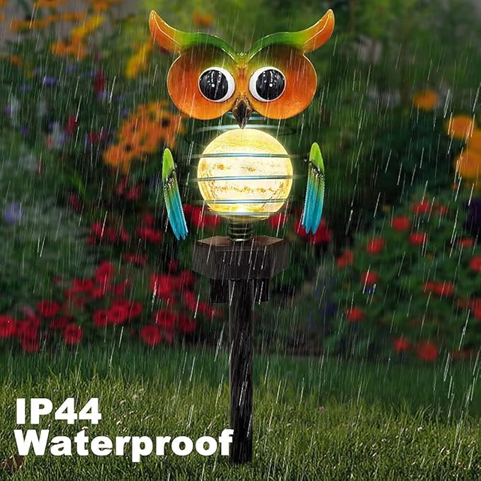 Solar Garden Light Owl With Colour Change - Decorative Led Outdoor Lighting For Garden And Yard