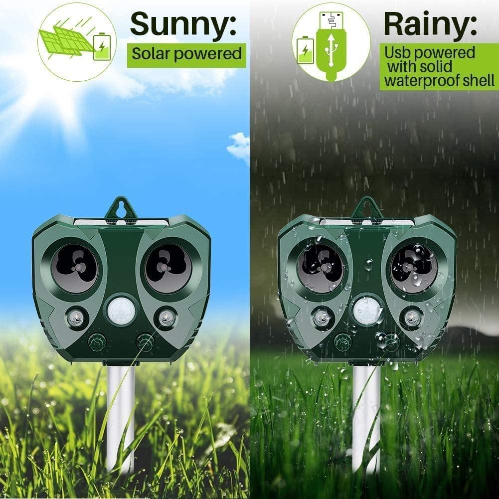Effective Pest Repellent - Solar Ultrasonic Animal Repellent for Garden