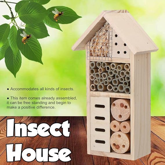 Wooden Insect House - Bee and Insect - Friendly Habitat for the Garden and Patio