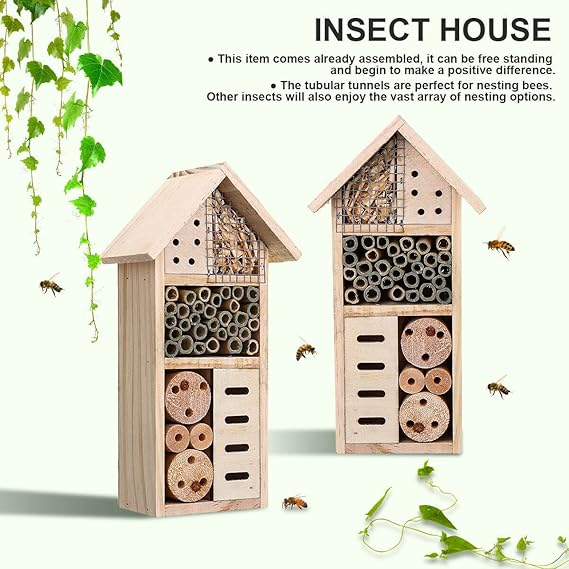 Wooden Insect House - Bee and Insect - Friendly Habitat for the Garden and Patio