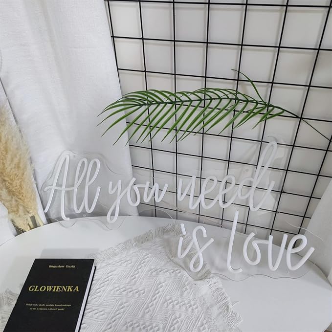 Neon Lettering ' All You Need Is Love ' - Decorative Led Wall Lighting For Indoor Use