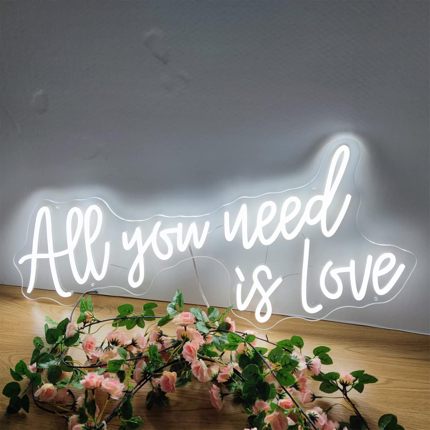 Neon Lettering ' All You Need Is Love ' - Decorative Led Wall Lighting For Indoor Use