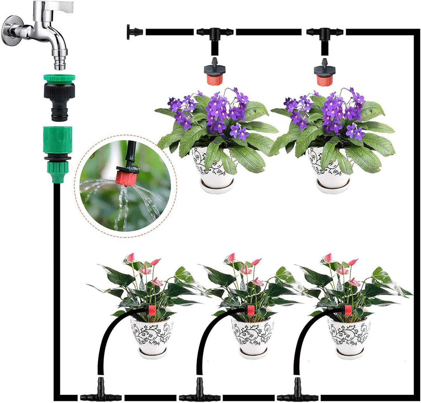 Automatic Drip Irrigation System for Plants - Complete Set for Garden and Balcony